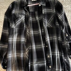 Maurices Black and White Plaid Button-Up Shirt